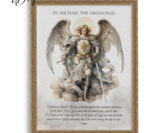 St. Michael the Archangel Catholic Digital Art – Defender in Battle – Sacred Christian Home Decor P37