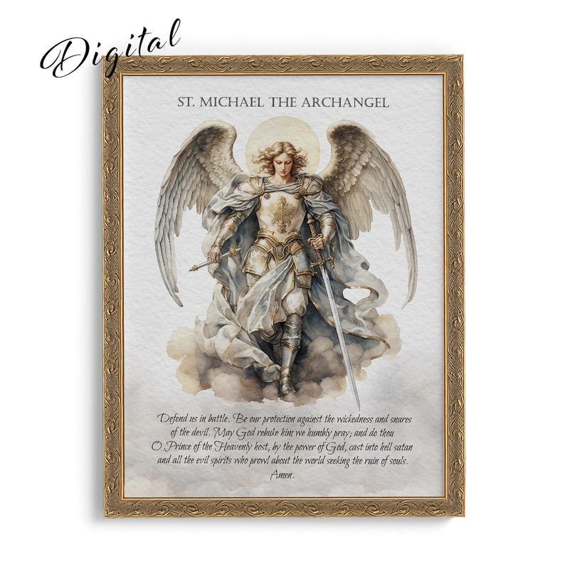 St. Michael the Archangel Catholic Digital Art – Defender in Battle ...