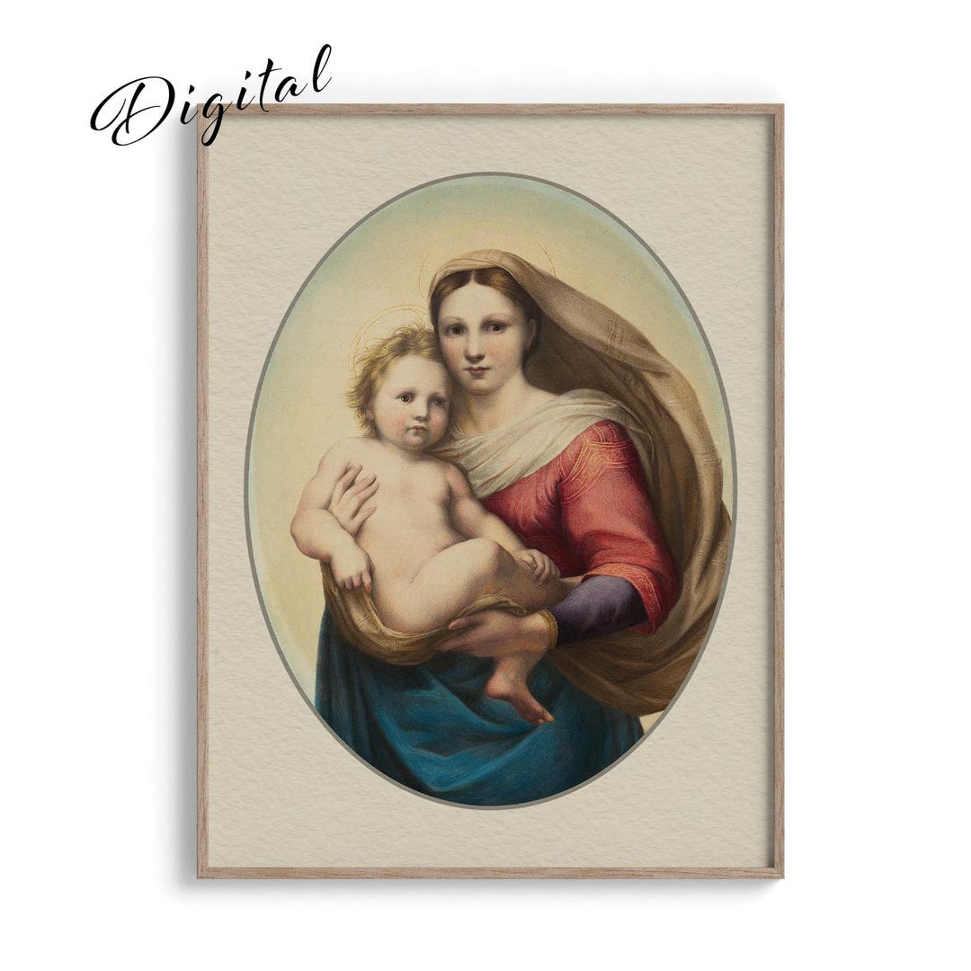 Madonna and Child Vintage Digital Art: Catholic Wall Art Print P29 - Etsy