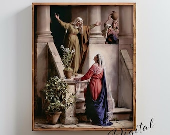 The Visitation Digital Art, Mary and Elizabeth: Carl Bloch, Catholic Religious Wall Art P53