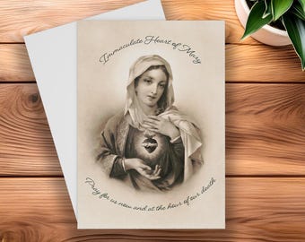 Immaculate Heart of Mary Greeting Card: Vintage Catholic Art C16