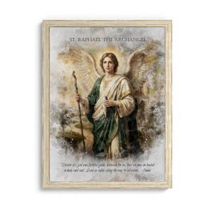 St. Raphael Archangel Print – Catholic Healing Prayer Art – Patron Saint of Healing P102