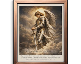 St. Michael the Archangel Catholic Art Print | Spiritual Warfare Prayer P98