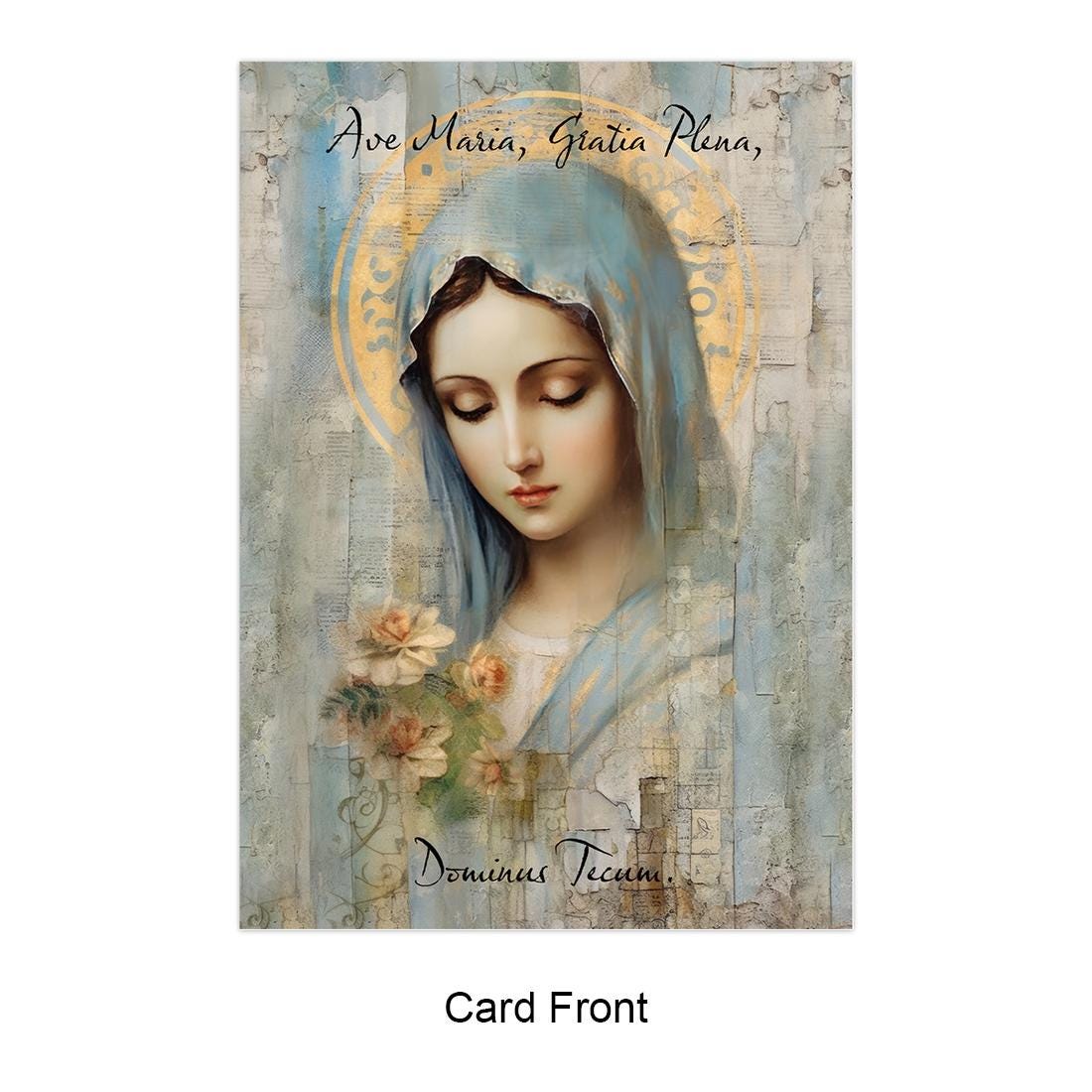 Ave Maria Gratia Plena Greeting Card: Catholic Rosary Prayer