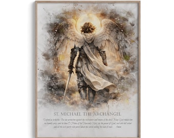 St. Michael Archangel Watercolor Art Print | Catholic Home Protection Decor P105