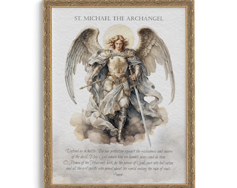 St. Michael the Archangel Defender in Battle Print – Confirmation Gift Catholic Boy P37