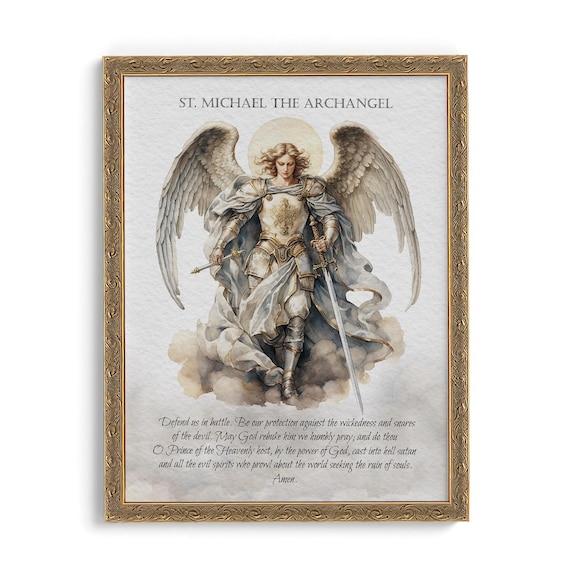 St. Michael the Archangel Catholic Wall Art Print – Defender in Battle – Sacred Home Decor P37