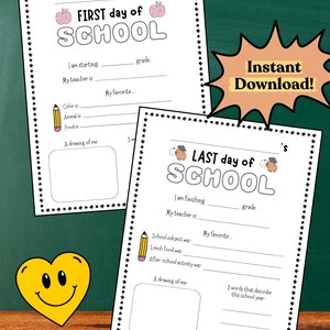 First Day of School & Last Day of School Printable Worksheet Set| Back to School Instant Download | School Memory Keepsake Pages