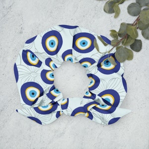 Evil Eye Floral Recycled Hair Scrunchie, Jewitch Hair Accessory