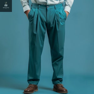 Unisex Elegance: Teal Pleated Bespoke Office Trousers by Bespoke Bottoms