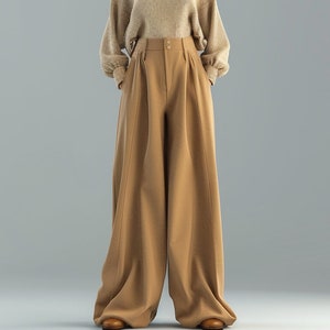 Bespoke Wide Leg Beige Pants by Wedding Weaves