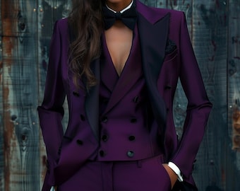 Purple tuxedo  suit for Women/ GIRL Pant Suit/Women tuxedo /Women Pant Suit/Business Suit Women/Women Tailored Suit | Wedding Weaves