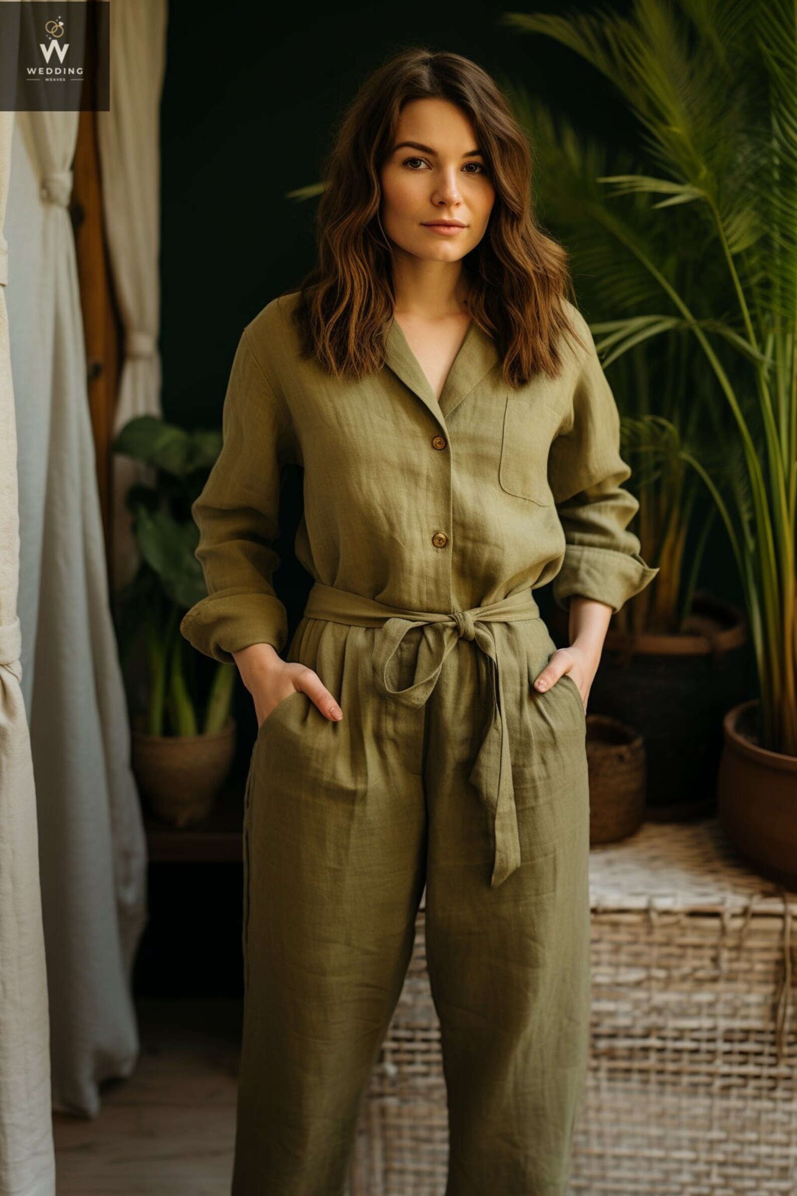 Green Olive Yellow Rayon 2-Piece co-ord Set with Bead