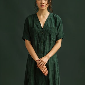 Women Handmade Bespoke Premium Green Dress For Business Professional & Casual Wear Gift For Her