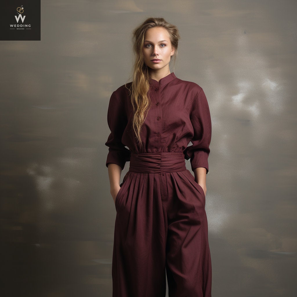 Adaa, Maroon lilen Co-Ord set main image 0
