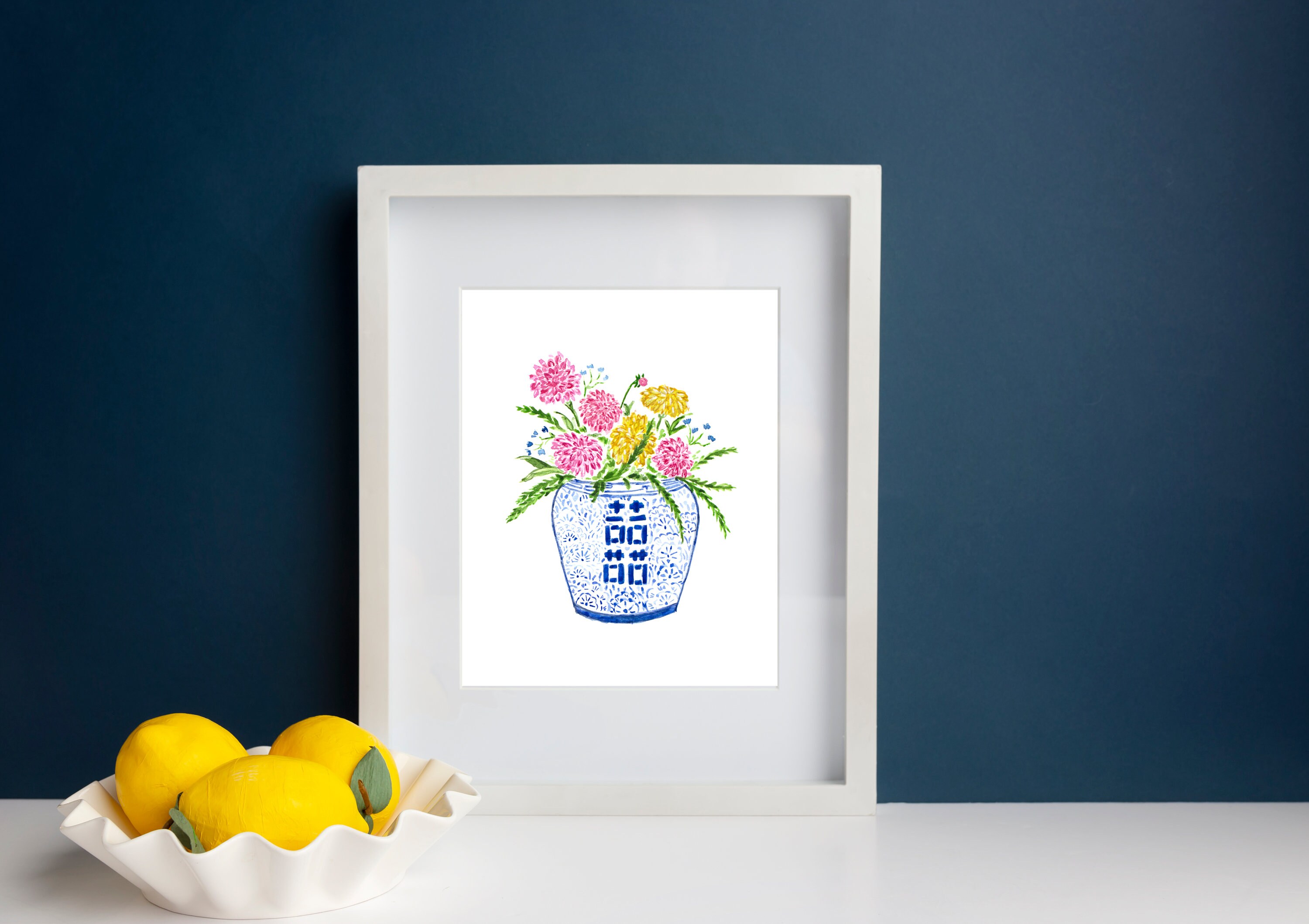 Ginger Jar Floral Arrangement Art Print Etsy
