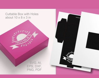 Boîte imprimable pour la fête des mères, boîte rectangulaire pour la fête des mères, boîte cadeau fête des mères, boîte rectangulaire à découper,