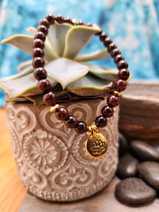 Bracciale Multistrato Con Pietre Curative E Ciondolo Foglia Di Loto - Ametista, Quarzo Rosa, Rodonite - Regalo Donna