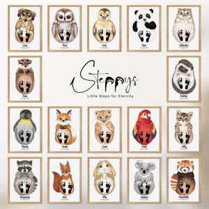 Fuchs Baby Fußabdruck Set Personalisiert Abdruckset Tiere Kinder Rahmen Wandbild Zimmer Poster Geschenk Geburt Meilenstein Bild Waldtiere
