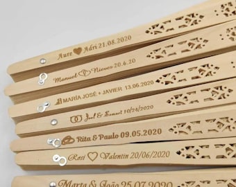 30 Pcs Custom-Engraved Sandalwood Fans for Weddings, Personalized Wedding Fans, Custom Wedding Favors, Fans for Guests, Fan Party Favors