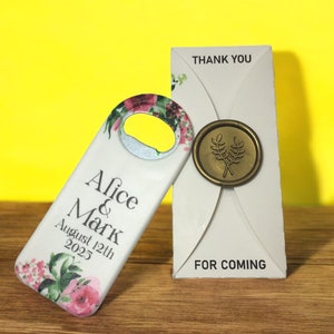 Bomboniera di matrimonio personalizzabile da 30 pezzi con sigilli in ceralacca e scatola Kraft, regalo di nozze personalizzato, apribottiglie magnetico, apricapsule personalizzato