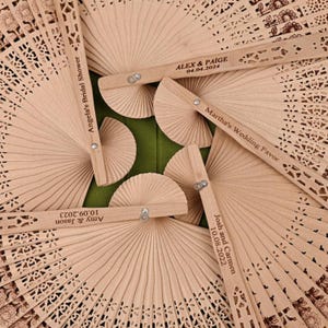 30 Pcs Custom-Engraved Sandalwood Fans for Weddings, Personalized Wedding Fans, Custom Wedding Favors, Fans for Guests, Fan Party Favors