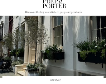 May include: A white building with a large, arched doorway and two windows. The windows are decorated with potted plants. The building is surrounded by greenery and has a white facade. The text "PREP a PORTER" is displayed above the image. The text "Discover the key essentials to prep and print now" is displayed below the image. The text "LIFESTYLE" is displayed below the image. The text "The Ultimate Wedding Registry Checklist" is displayed below the image.