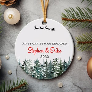 First Christmas Engaged Ornament 2023, Custom Christmas Ornament, Personalized Christmas Engaged Keepsake, Engagement Christmas Ornament