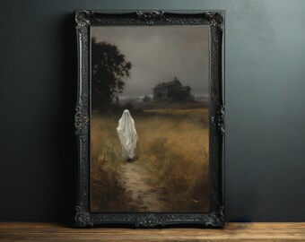 Vintage Ghost Art Print: Spooky Halloween Poster (Digital Download)