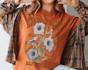 September Birth Flower Shirt: Morning Glory Comfort Colors Tee