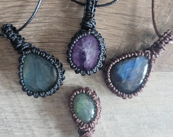 Macrame Semiprecious Stone Pendants