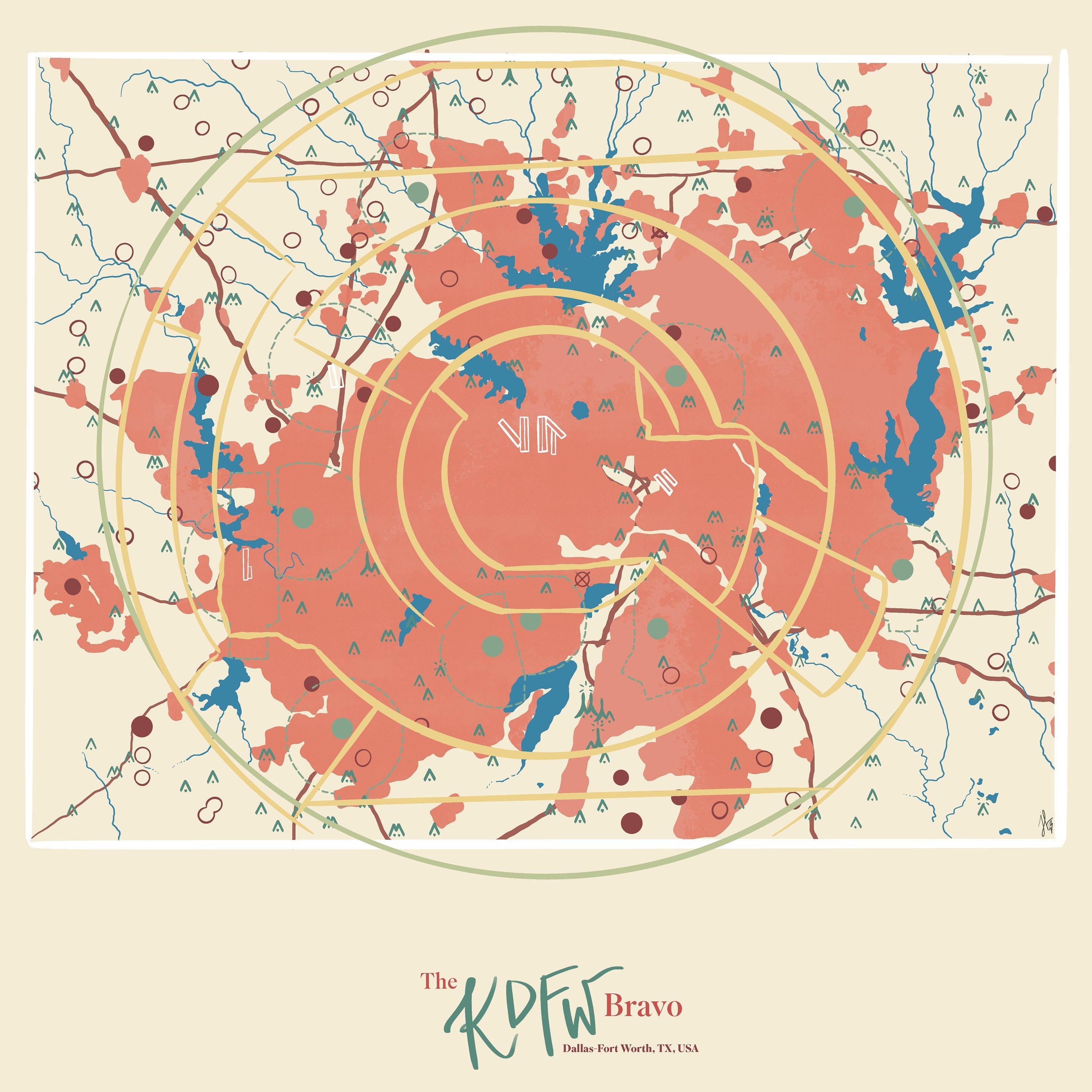 DFW Aviation VFR Chart Sectional Digital Drawing Etsy