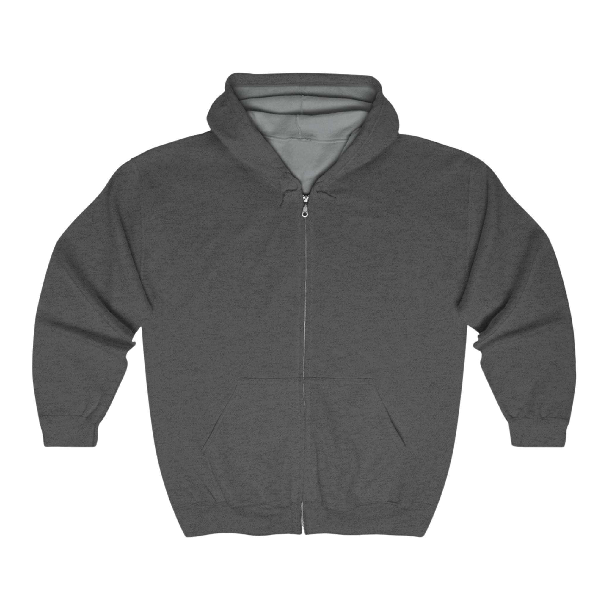 Blend He Men's Long Sleeve Zip-Up Fleece Hoodie - Charcoal Full-Zip Jersey Hooded Sweatshirt