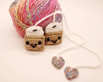 Teabag Bookmarks (set of 2) - Homespun by Belle, uniquely handcrafted crochet - A one of a kind gift for book & tea lovers!