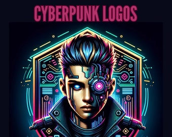 200+ Cyberpunk Design Logos | Collection Bundle | JPG digital | Instant Download | Commercial Free Use