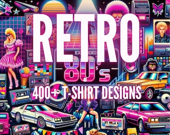 Oltre 400 disegni di t-shirt retrò vintage anni '80 e '90 / Bundle Vintage 1999-1979 / download digitali / svg png eps jpg