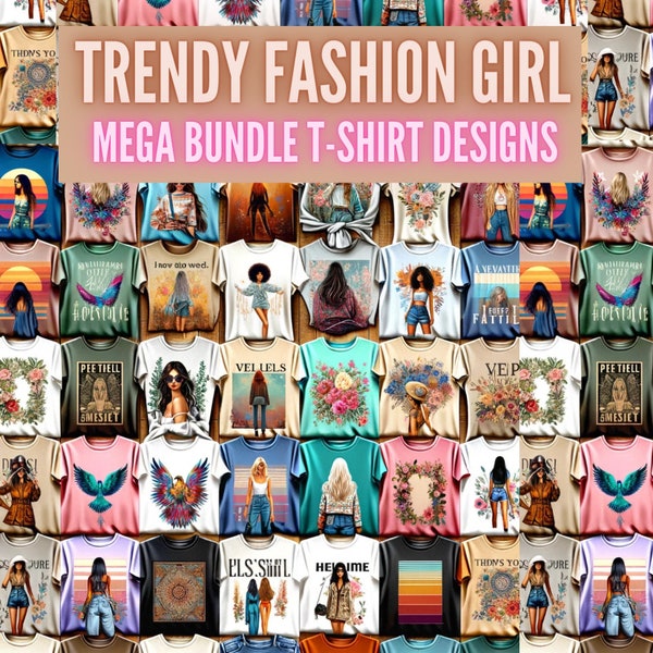 900+ trendige Mädchen Mode T-Shirt Designs SVG | T-Shirt Designs Mega Bündel | Vektor Bilder | Sofortdownload | svg png eps dtx