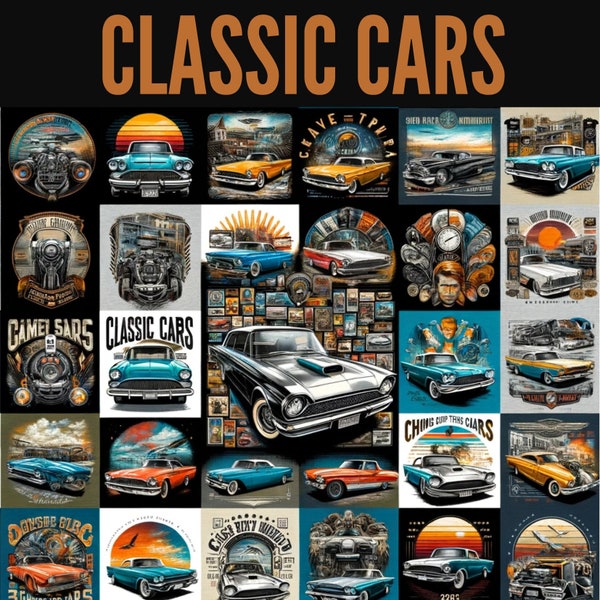 200+ Classic Cars & more T-Shirt Designs | Instant Download | svg png eps jpg