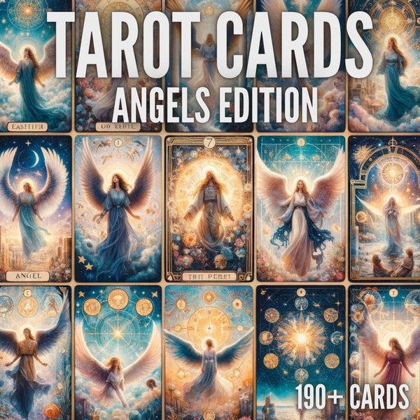 190+ Tarot Cards | Angels Tarot Card Deck | Image Bundle| Instant Download | 190+ Printable Tarot Carding | Free Commercial Use | PNG