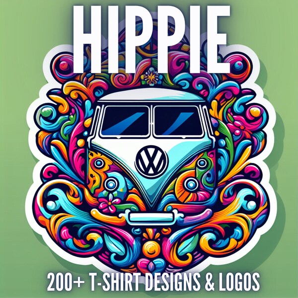 150+ Hippies T-Shirt Designs & Logos Vol. 3 | Mega Bundle | Instant Download | png svg eps dxf | Commercial Free Use