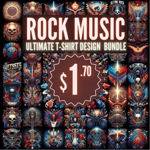 Más de 500 diseños de camisetas de Rock & Roll definitivos / Mega paquete SVG / Diseños de camisetas de bandas de rock metal / Banda de rock clásica / svg, png, dtf, jpg imagen 1