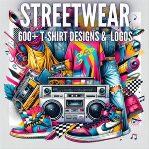 Plus de 600 designs de t-shirts streetwear | Méga lot | Lot de designs de t-shirts streetwear ultime | Téléchargement instantané | svg png eps jpg