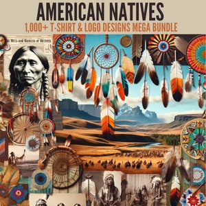 1,000 American Natives T-Shirt Designs Mega Bundle Diverse Culture Instant Download png svg eps jpg image 1
