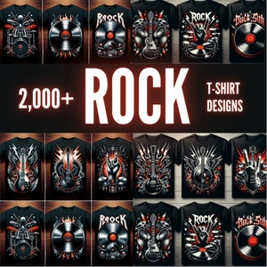 2,000+ Rock T-Shirt Designs | Mega Bundle | Rock Metal Band T-Shirts | Classic Rock | svg, png, dtf, jpg | Instant Download