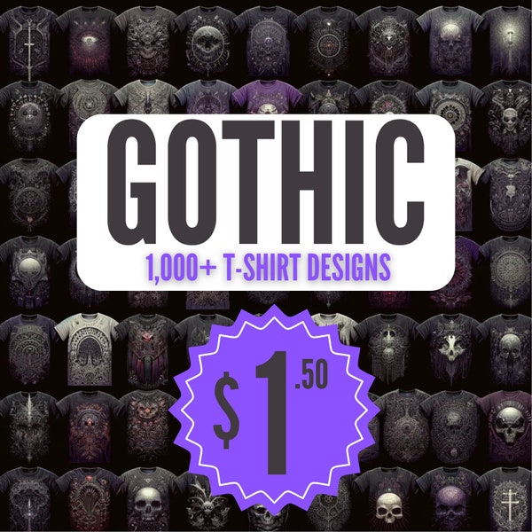 Más de 1000 diseños de camisetas góticas y new age / Mega paquete / Descarga instantánea / svg png eps jpg