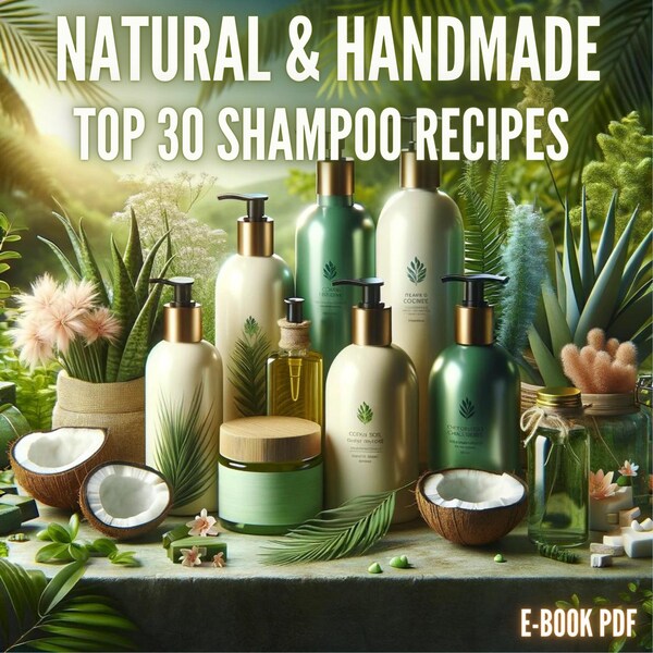 Top 30 Natural Handmade Shampoo Recipes | Natural Shampoo | ebook | DIY Shampoo | Skin Care | Shampoo Ideas | Vegan Eco | Handmade | Organic