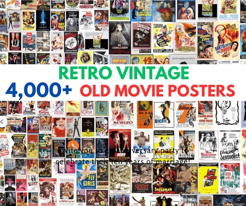 4,000 Retro Vintage Movie Posters Mega Bundle High Quality Graphics Google Drive Download image 3