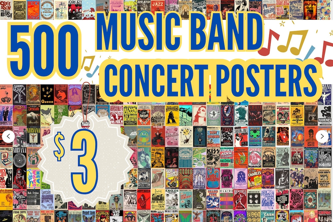 500 Vintage Music Band Concert Posters Mega Bundle Classic Etsy UK