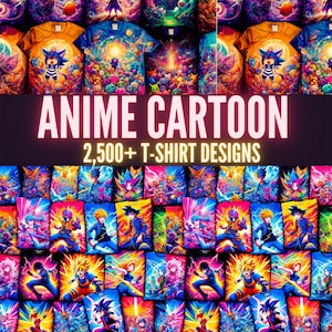 Plus de 2 500 modèles de t-shirts animés et dessins animés | Méga lot | Designs Graphiques T-Shirt | Impression à la demande | svg png jpg eps dxf