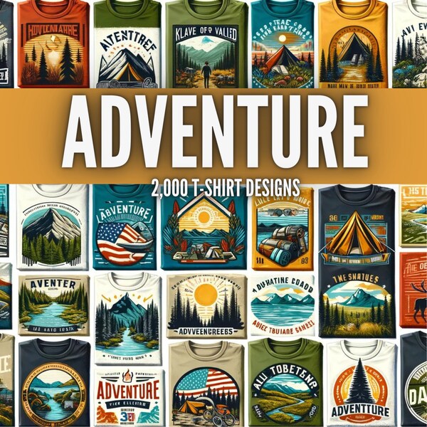 2,000+ Adventure t-shirt designs | Mega Bundle | Camping t-shirt bundle | Adventure design png | Adventure | svg png eps | Instant Download